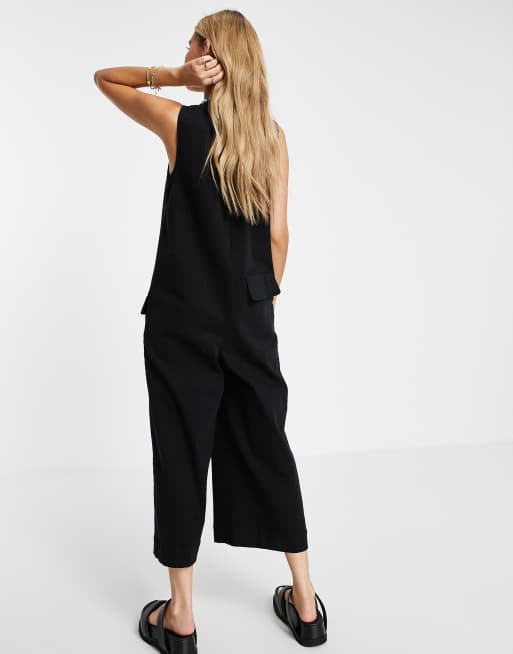 ASOS DESIGN button front sleeveless jumpsuit