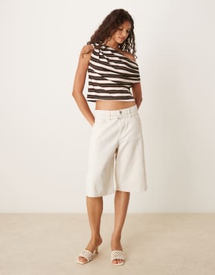 Asos Design Twist And Drape Detail Top In Brown