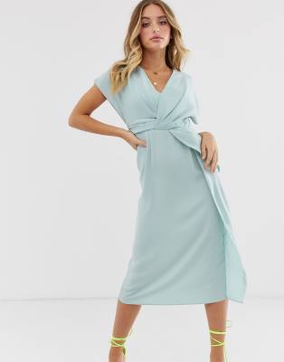 duck egg blue midi dress