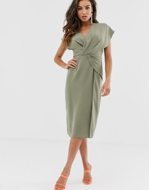 ASOS DESIGN twist and drape front midi dress