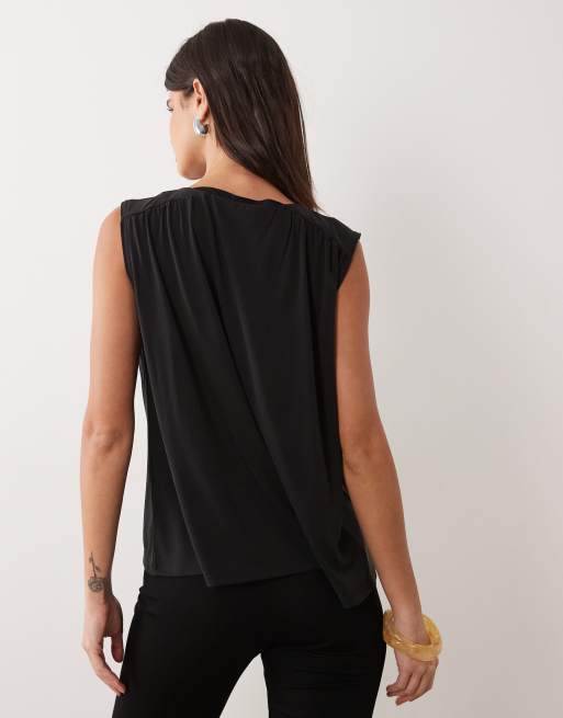 ASOS DESIGN twist and drape tank top in black, 3 of 4