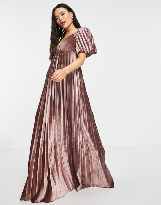 Asos pleated velvet clearance dress