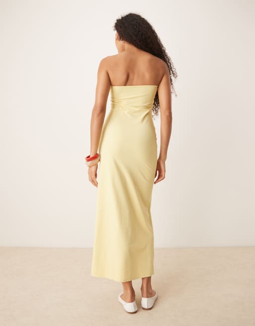 ASOS DESIGN twist bandeau midi dress in buttermilk