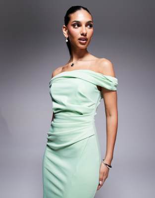 ASOS DESIGN TWIST BARDOT BOYDCON MIDI DRESS 