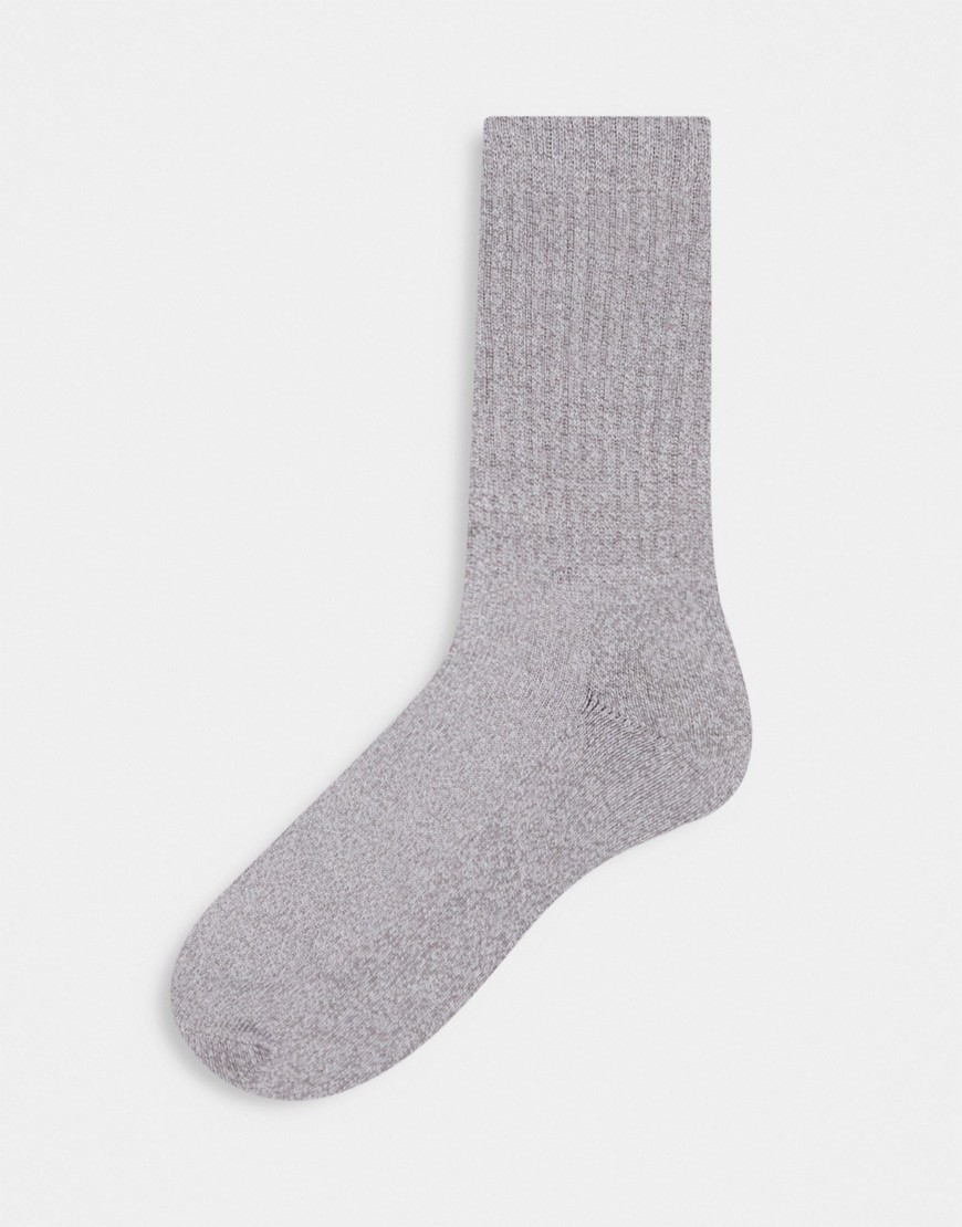 ASOS DESIGN twist boot socks with terry sole in gray