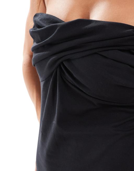 ASOS DESIGN twist bust bodycon bandeau midaxi dress in black