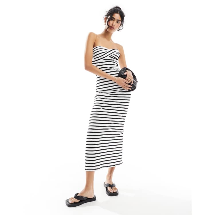 Women's White Stripe Twisted Bodycon Dress outlet