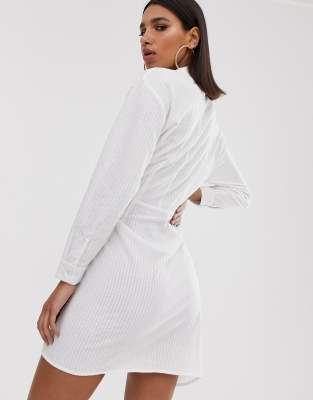 asos white wrap dress