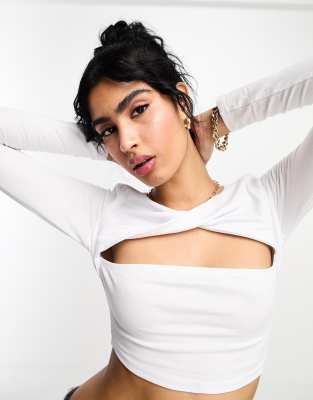 white long sleeve crop top asos