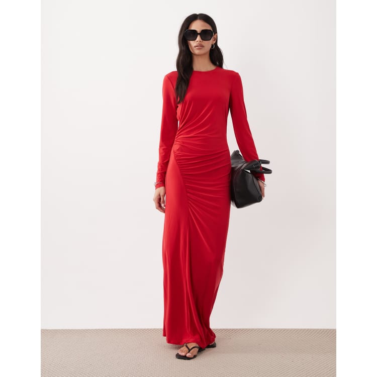 silk maxi dress with sleeves 4-Ply Silk Long Sleeve Cocoon Dress Green / 02 / R125SL1657 main image 1