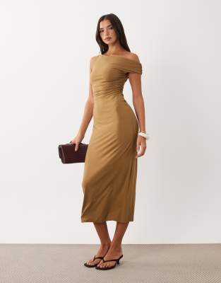 Asos Design Twist Detail Maxi In Brown