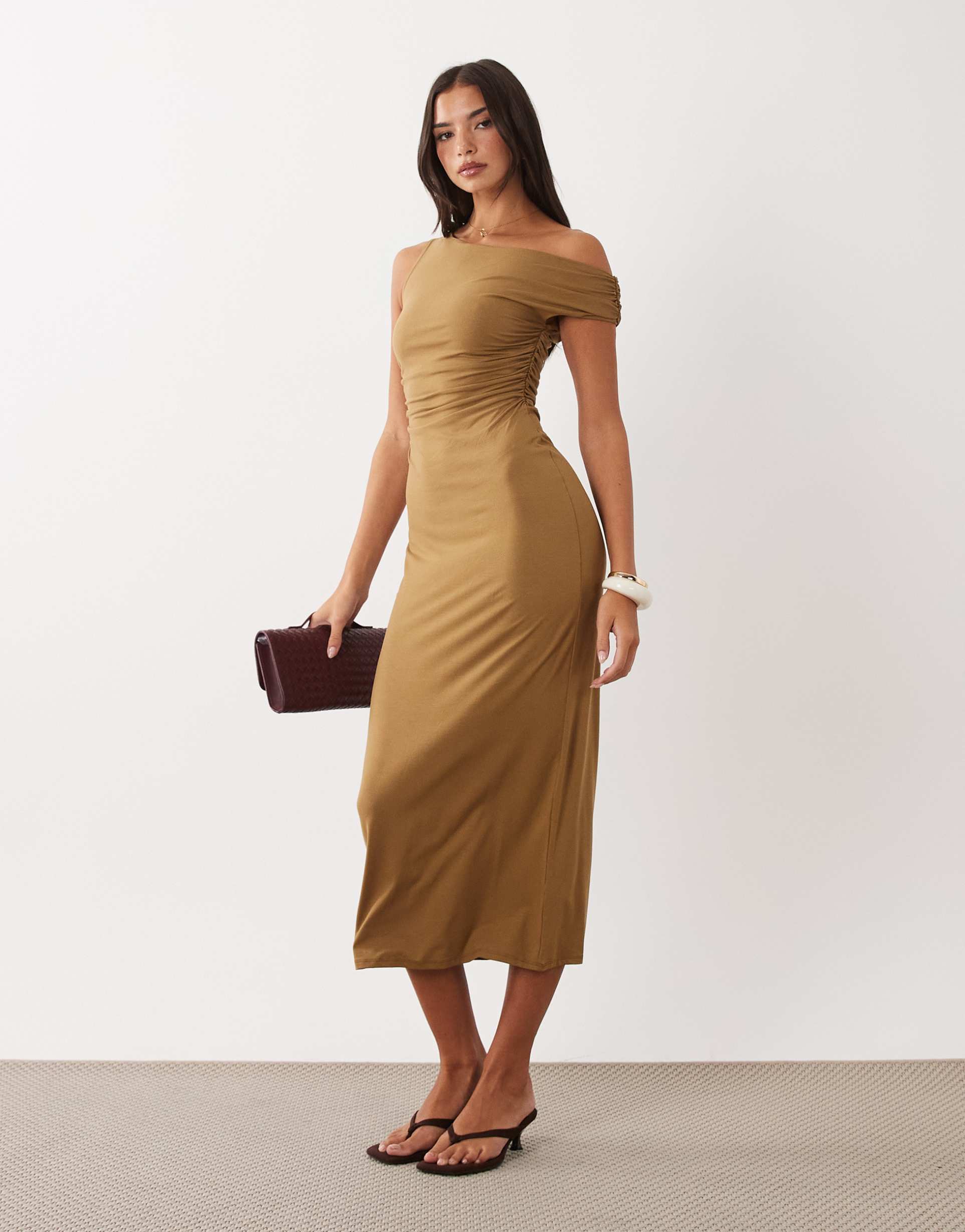 asos design twist detail maxi in olive