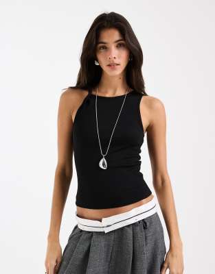 Asos Design Twist Detail Scoop Neck Cami In Black