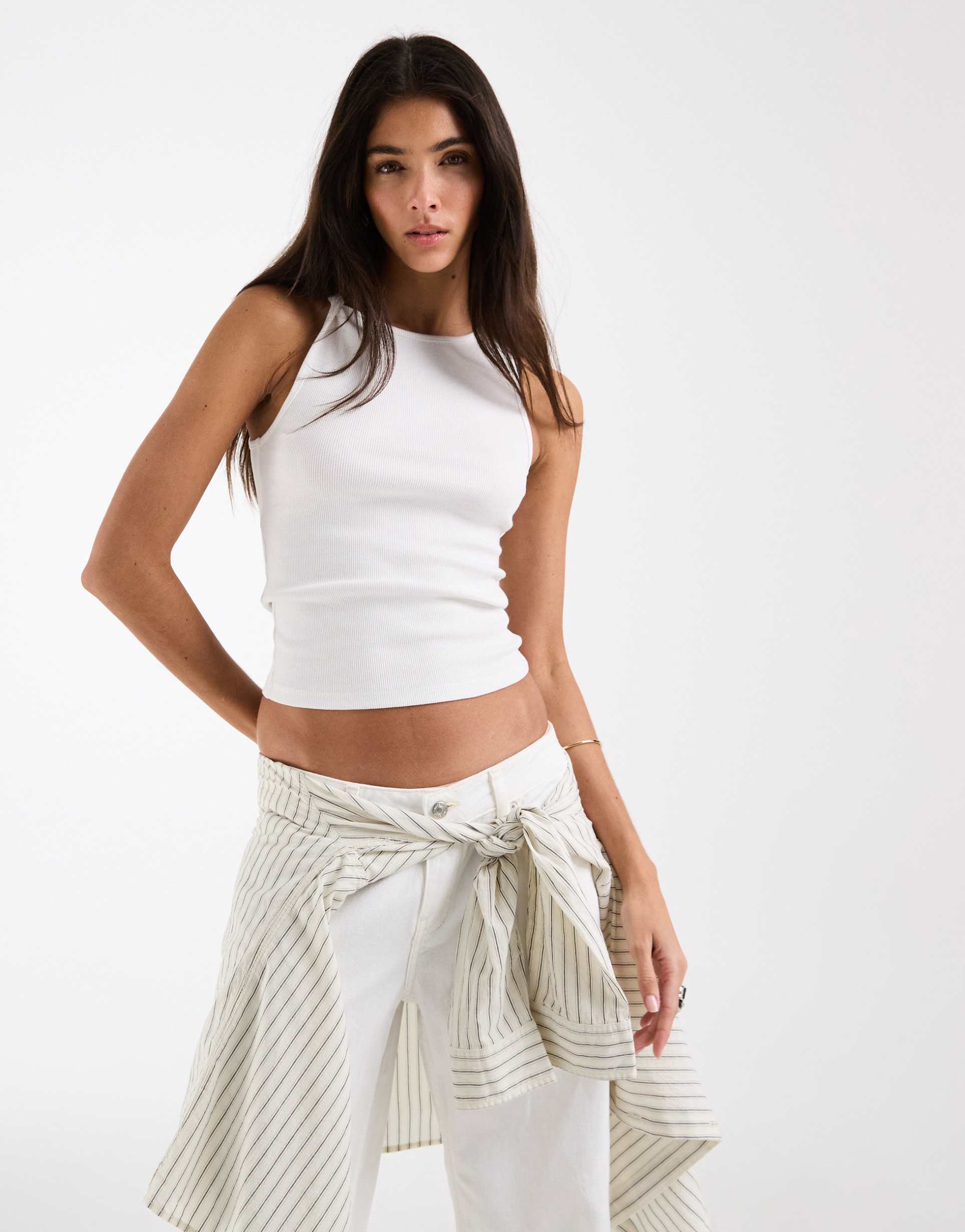 asos design twist detail scoop neck cami in white