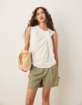 [ASOS DESIGN] ASOS DESIGN twist detail sleeveless top in coconut milk-White S Coconut milk