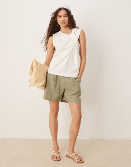 ASOS DESIGN twist detail sleeveless top in coconut milk, 2 of 4