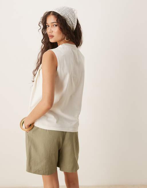 ASOS DESIGN twist detail sleeveless top in coconut milk, 3 of 4