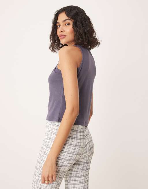 ASOS DESIGN twist detail tank top in slate gray | ASOS