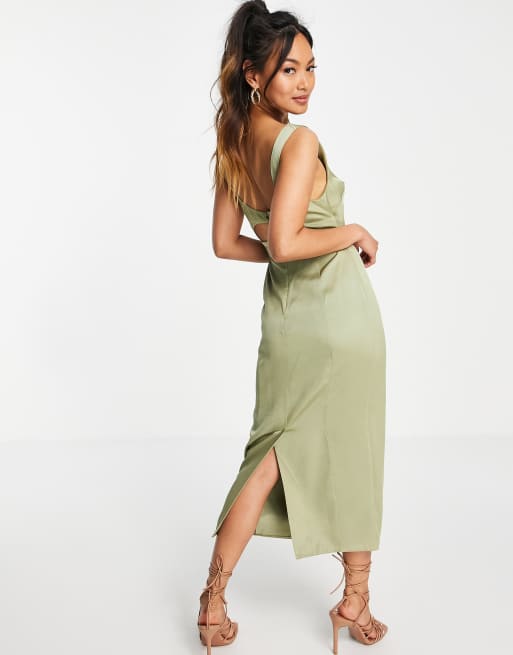 Asos design crop top midi prom dress with twist cheap detail