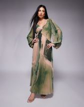 ASOS DESIGN twist waist drape maxi dress in khaki