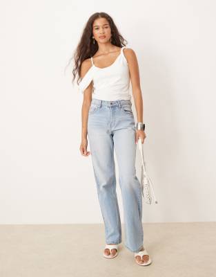 Asos Design Twist Drape One-shoulder Top In White