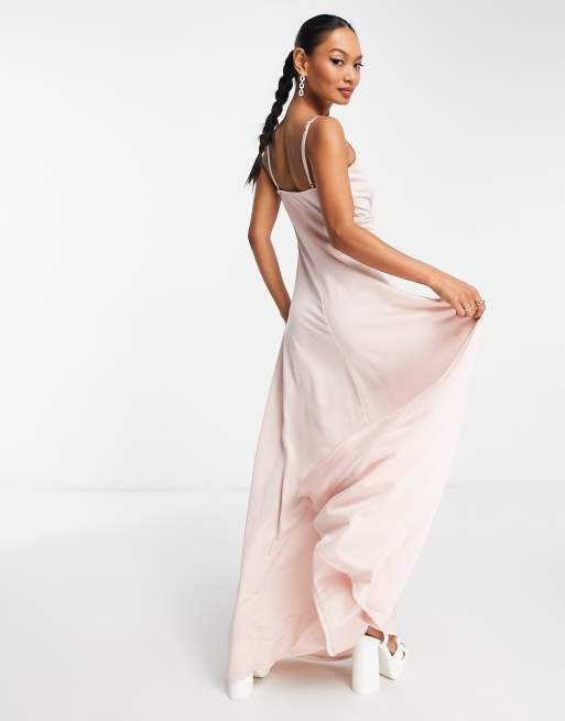 ASOS DESIGN twist front cami maxi dress in blush, 3 of 4