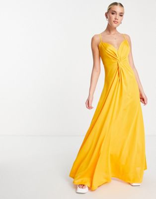 ASOS DESIGN twist front cami maxi dress in saffron - YELLOW - ASOS Price Checker