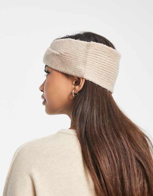 ASOS DESIGN twist front headband in taupe , 2 of 4