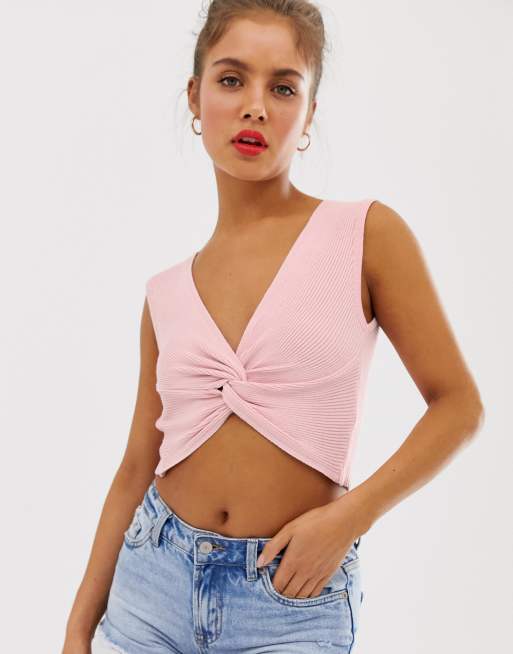  ASOS  DESIGN twist front knitted crop top ASOS 