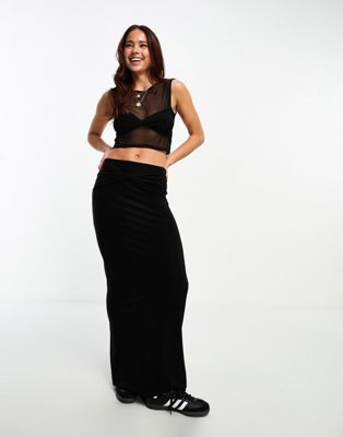 ASOS DESIGN twist front maxi skirt co ord in black