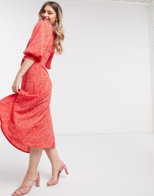 red and pink midi dress