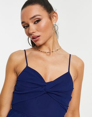 ASOS DESIGN Fuller bust twist front pleated cami midi dress with