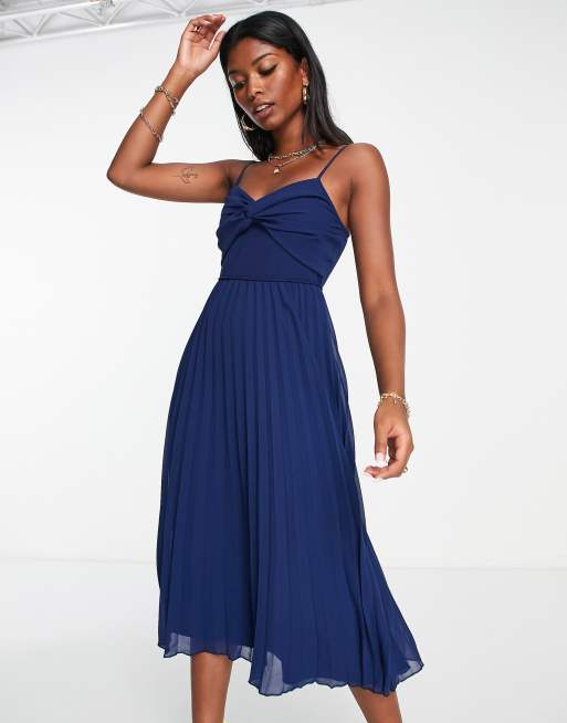 Asos navy pleated store dress