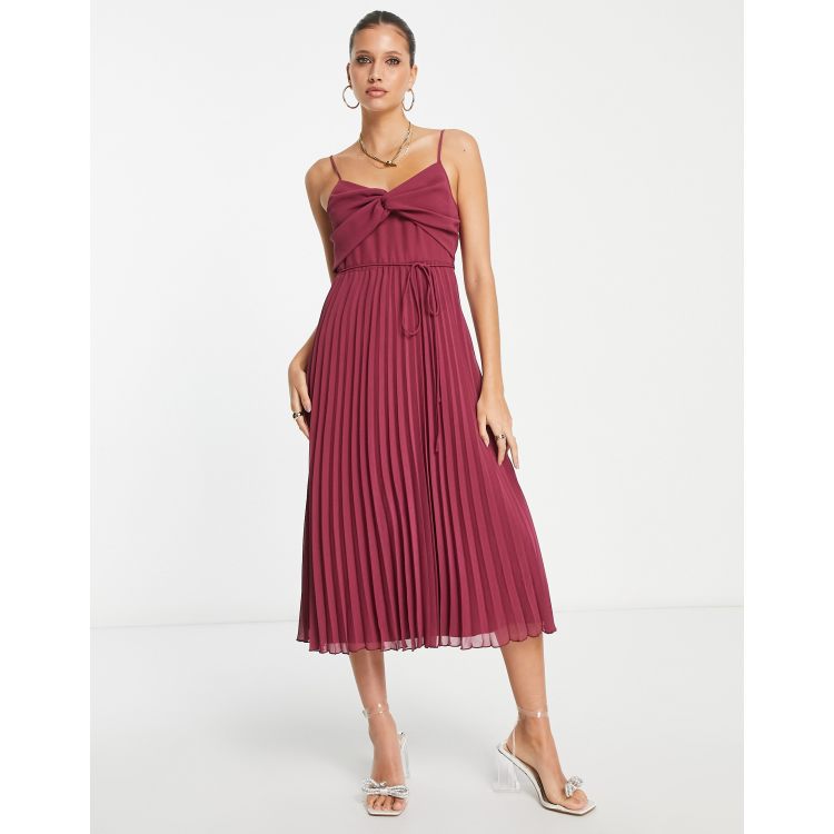 ASOS DESIGN Maternity twist front pleated cami midi dress with