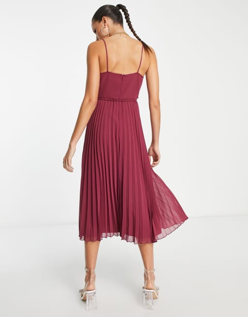 ASOS DESIGN Maternity pleated cami midi dress with drawstring waist in tea  rose