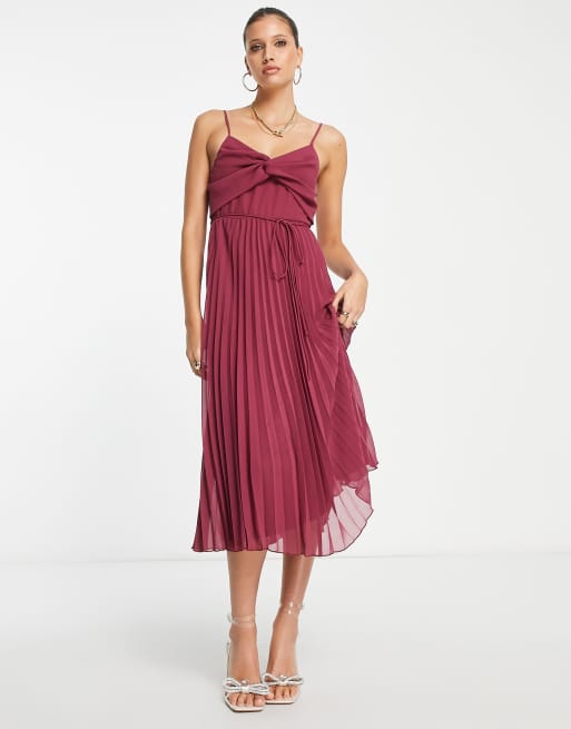 ASOS DESIGN Fuller bust twist front pleated cami midi dress with