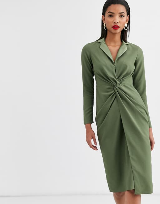 knee length dresses for ladies Ella Rafaella Plus Size Ponte Knit Twist Front Sleeveless Midi Dress - Ruby main image 1