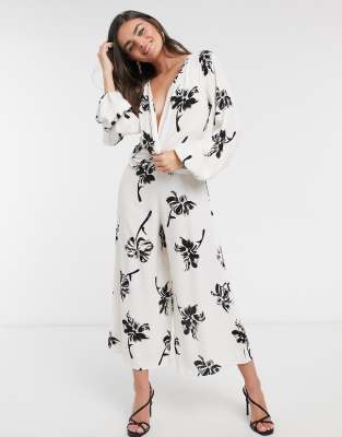 cream floral jumpsuit