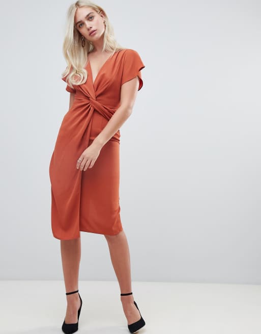 ASOS DESIGN twist midi dress with kimono sleeve ASOS