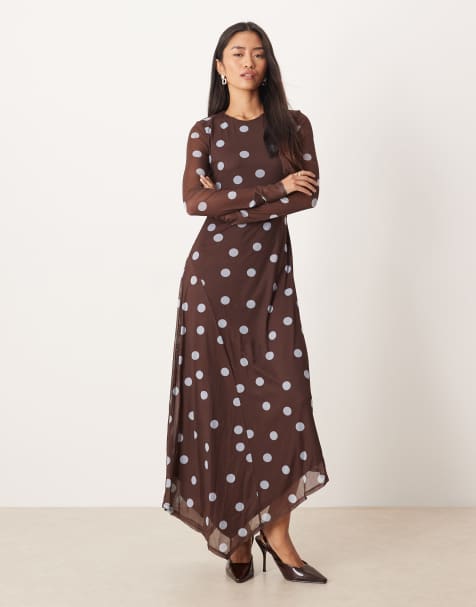 ASOS DESIGN twist neck asymmetric hem midi dress in print - view 1