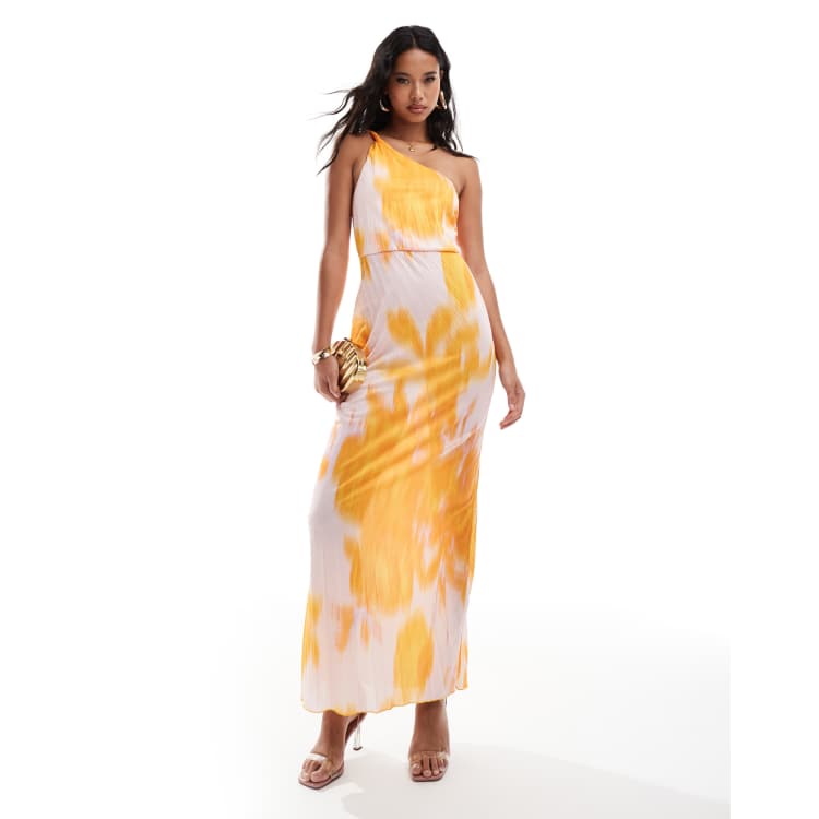 Asos design one shoulder pleated crop top maxi dress shop