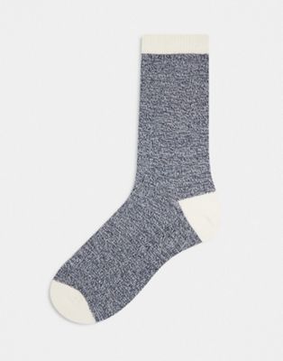 ASOS DESIGN twist ribbed socks in blue and off-white - ASOS Price Checker