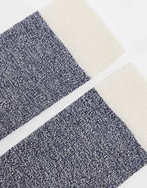ASOS DESIGN twist ribbed socks in blue and off-white | ASOS