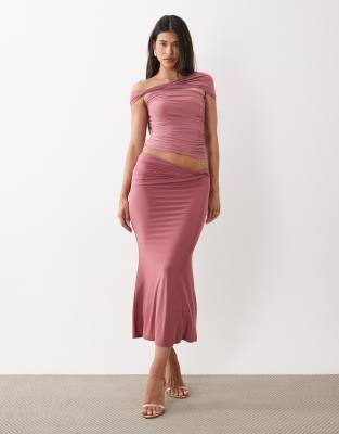 Asos Design Twist Sarong Look Skirt In Pink