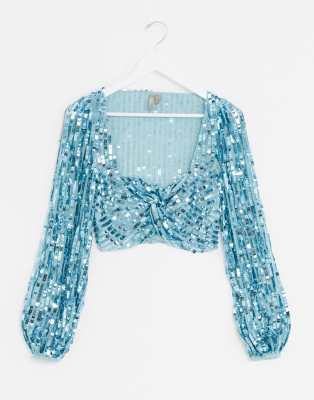 next teal sequin top