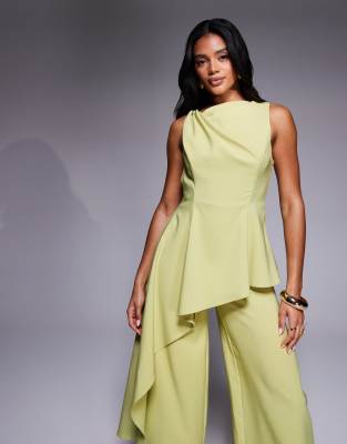 Asos Design Twist Shoulder Draped Jumpsuit