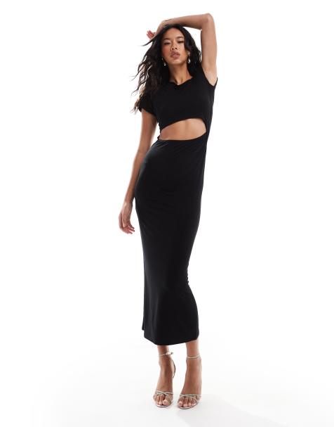 ASOS DESIGN twist shoulder strap maxi dress in black - view 1