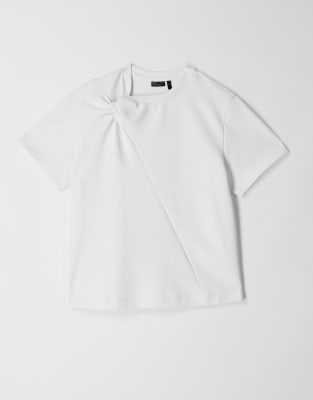 Asos Design Twist Shoulder T-shirt In White