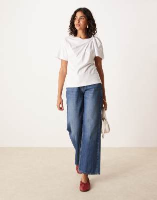 Asos Design Twist Side Boxy Tee In White