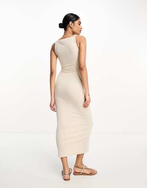 Stone ribbed shop midi dress